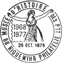 Timbre à date de 1978 du musée postal de Riquewihr /