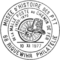 Timbre à date de 1977 du musée postal de Riquewihr /