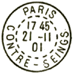 Timbre à au type 01 avec mention : CONTRE-SEING /