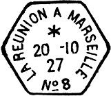 Timbre à date des lignes maritimes au type 04M-HEX avec mentions diverses /