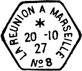 Timbre  date des lignes maritimes au type 04M-HEX avec mentions diverses