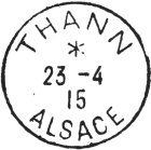 Timbre à date des bureaux de poste dans l'Alsace reconquise (1915) / 