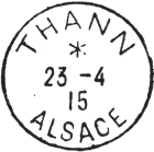 Timbre à date des bureaux de poste dans l'Alsace reconquise (1915) /