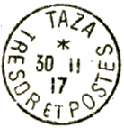 Timbre à date au type 04 avec nom de ville et mention TRESOR ET POSTES dans le bas /