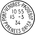 Marque Timbre à date au type 04m avec mention paquebot et inscriptions diverses /
