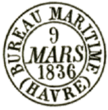 Timbre à date au type 13 avec mention : BUREAU MARITIME HAVRE /