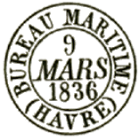 Timbre  date au type 13 avec mention : BUREAU MARITIME HAVRE / 