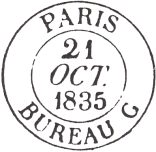 Timbre à date au type 13 des bureaux de quartier de Paris /