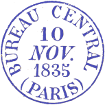 Timbre à date de 1829 du bureau central /