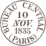 Timbre à date de 1829 du bureau central /