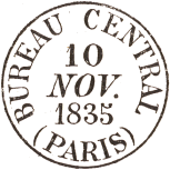 Timbre  date de 1829 du bureau central / 