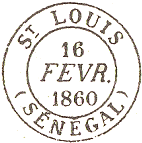 Timbre à date au type 14 avec nom de ville et mention : SENEGAL