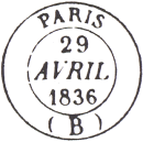 Timbre à date au type 14 des bureaux de quartier de Paris grandes lettres /