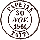 Timbre à date au type 14 avec mention : PEPEÏTE TAÏTI /