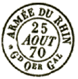 Timbre  date au type 15 avec mention : ARMEE DU RHIN Gd Qer Gal / 