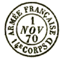 Timbre à date au type 15 avec mention ARMEE FRANCAISE, numéro et mention : CORPS /