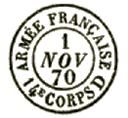 Timbre  date au type 15 avec mention ARMEE FRANCAISE, numro et mention : CORPS / 