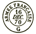 Timbre à date au type 15 avec mention ARMEE FRANCAISE et lettre /