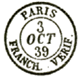 Timbre  date au type 15 avec mention : FRANCH VERIF