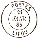 Timbre  date au type 15 avec mention POSTES et nom de ville / 