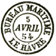 Timbre à date au type 15 avec mention : BUREAU MARITIME LE HAVRE /