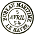 Timbre  date au type 15 avec mention : BUREAU MARITIME LE HAVRE