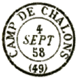 Timbre à date 15 avec mention : CAMPS DE CHALONS /
