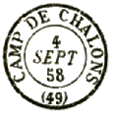 Timbre  date 15 avec mention : CAMPS DE CHALONS / 