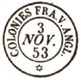 Timbre  date au type 15M avec mention COLONIES FRA V. suivi du nom de la voie / 