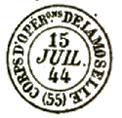Timbre à date au type 15 avec mention : CORPS D OPERons DE LA MOSELLE /