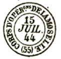 Timbre  date au type 15 avec mention : CORPS D OPERons DE LA MOSELLE / 