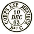 Timbre à date au type 15 avec mention : CORPS EXP MEXIQUE /