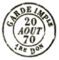 Timbre à date au type 15 avec mention GARDE IMPle 1re ou 2em Don /