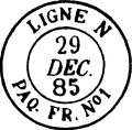 Timbre  date des lignes maritimes au type 15 avec ligne et paquebot