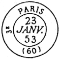 Timbre à date avec indication de la route