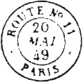 Oblitération de Janvier 1849 - Timbre à date avec indiction de la route /