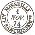 Timbre à date au type 15 avec mention : AFFRANCHISSEMts /