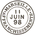 Timbre à date au type 15 avec mention : AFFRANCHISSEMENTS /