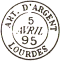 Timbre à date au type 15 avec mention : ART. D'ARGENT /
