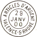 Timbre à date au type 15 avec mention : ARTICLES D'ARGENT / 