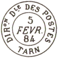 Timbre à date au type 15 avec mention : DIRon Dle DES POSTES /