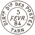 Timbre  date au type 15 avec mention : DIRon Dle DES POSTES / 