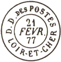 Timbre à date au type 15 avec mention : D.D. Des Postes /