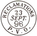 Timbre à date au type 15 avec mention : RECLAMATIONS /