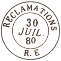 Timbre  date au type 15 avec mention : RECLAMATION