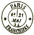 Timbre à date au type 17 avec mention : FRANCHISES /