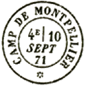 Timbre à date au type 17 avec mention : CAMP DE MONTPELLIER
