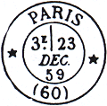 Timbre à date au type 17 avec mention : PARIS * (60) * /