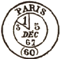 Timbre à date au type 17 avec mention Paris 60 et section de levée /