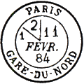 Timbre à date au type 18 avec numéro de section de levée logé dans un angle /